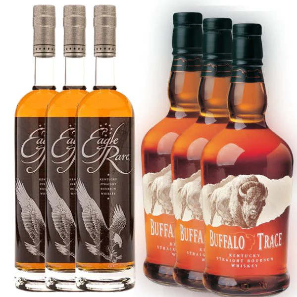 3x Eagle Rare and 3x Buffalo Trace Kentucky Straight Bourbon Whiskey Bundle