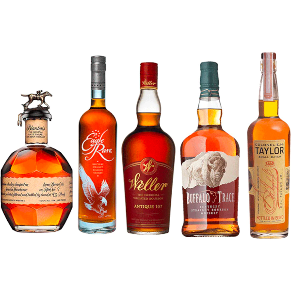 Blanton's Original, Eagle Rare, Weller Antique 107, Buffalo Trace, and EH Taylor Small Batch 750ml Value Bourbon Bundle