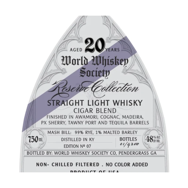 World Whiskey Society Aged 20 Year Cigar Blend 750mL