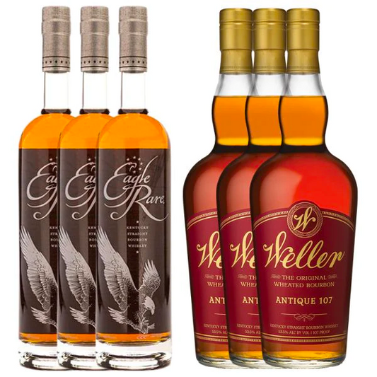 3 Eagle Rare and 3 W.L. Weller Antique 107 Bourbon Bundle