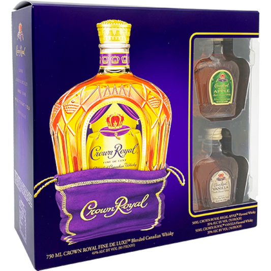Crown Royal Deluxe Gift Set W/ 2 Miniature Shots Vanilla & Apple | Liquor Lux
