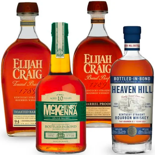 Elijah Craig Toasted Barrel, Elijah Craig Barrel Proof, Heaven Hill 7 Year Bourbon, Henry McKenna 10 Year Bundle