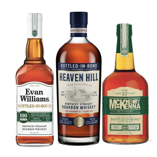 Evan Williams Bottled-In-Bond, Heaven Hill, & Henry McKenna Bundle