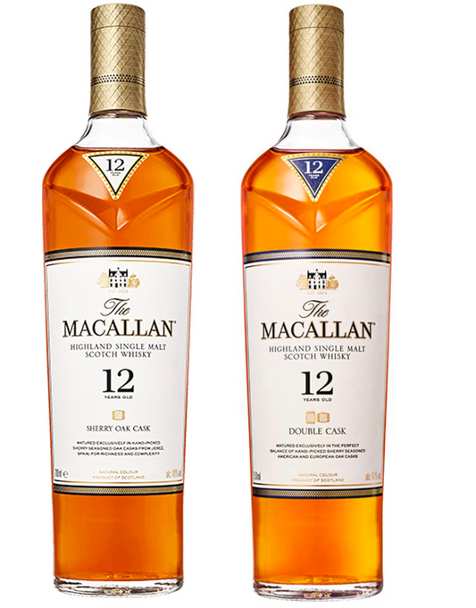 Macallan 12 Year Sherry & Double Cask Scotch Bundle