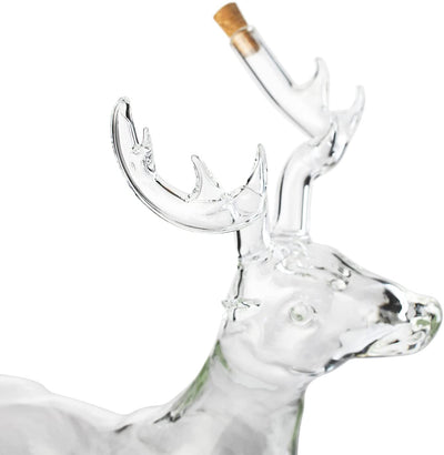 Stag Antler Crystal Decanter - Elegant Stag/Reindeer Liquor Decanter by Liquor Lux - Luxury Decanter for Bourbon, Scotch, or Whiskey 750ml Perfect For Any Bar, Hunter's Gift Hunting Enthusiasts