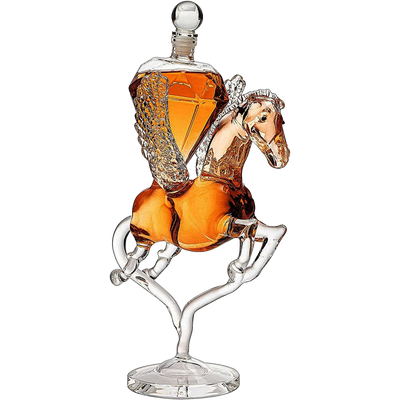 Pegasus Diamond Crystal Decanter, For Wine & Whiskey - Liquor Lux - 12" Tall Dazzling Crystalline - For Wine, Spirits, Scotch, Bourbon, Cognac and Brandy - 500mL - Pegasus Horse Winged Diamonds