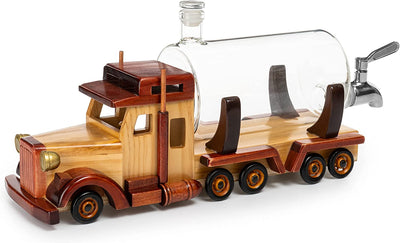 Truck Wine & Whiskey Decanter for Wine Bourbon Scotch or Whiskey Fathers Trucker Gift 1000ml 18"L by Liquor Lux - Trucker Gifts, Truck Driver Gifts, Truck Figurine for Home Bar