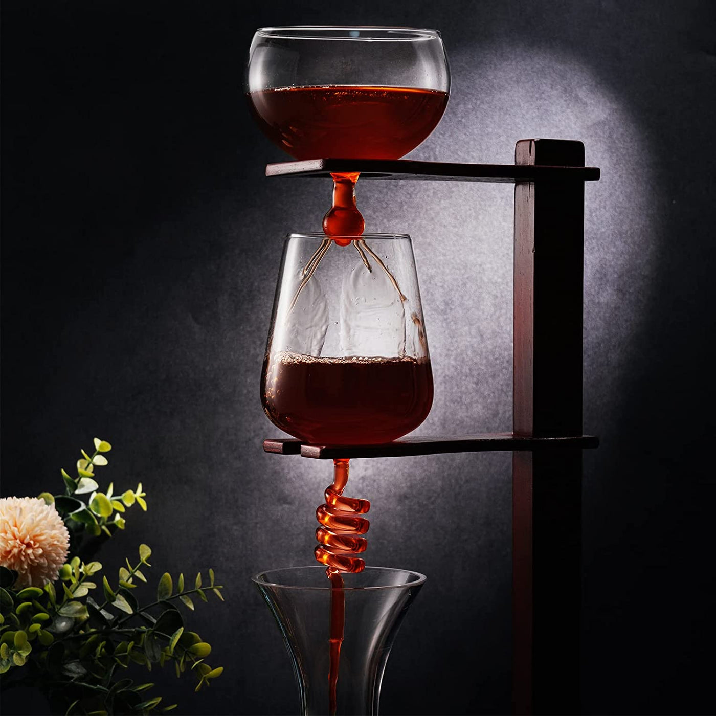 Wine Tower Decanting & Aerator Set by Liquor Lux - Unique Wine Decanter - 3 Aerating Parts - Upper, Middle & Lower Aerators - Whisky & Wines Carafe, Proven to Enhance & Improves Flavor & Aromas