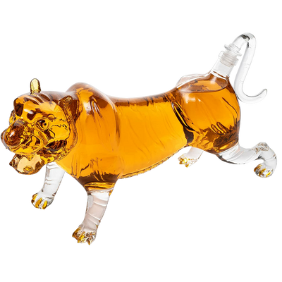 Tiger Decanter 1000ml 11"L Whiskey and Wine Decanter by Liquor Lux 7"H, Tiger Glass Decanter For Whiskey, Scotch, Spirits, Wine, For Whiskey Lovers, Tiger Lovers, Tiger King Gifts