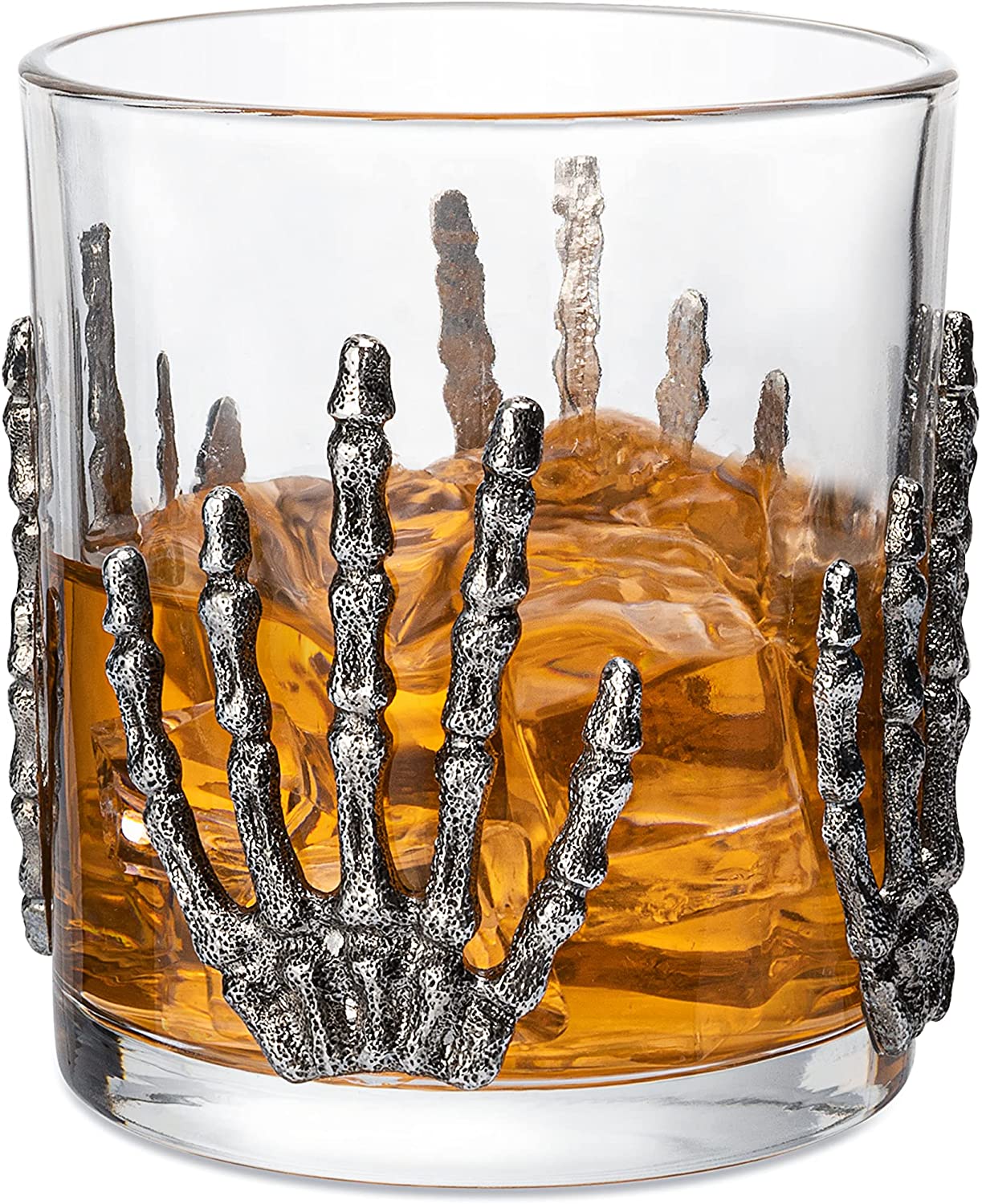 Liquor Lux Skeleton Hand Wine Glass Set of 2 10 oz Glasses 5" H, Goth Gifts, Skeleton Gifts, Skeleton Decor, Spooky Glass Gift Set, Goth Decor, Unique Themed Parties