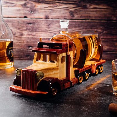 Truck Wine & Whiskey Decanter for Wine Bourbon Scotch or Whiskey Fathers Trucker Gift 1000ml 18"L by Liquor Lux - Trucker Gifts, Truck Driver Gifts, Truck Figurine for Home Bar