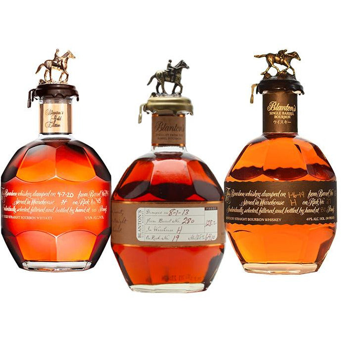 Blanton's Straight from the Barrel Bourbon & Black Label & Gold Foreign Edition Bundle