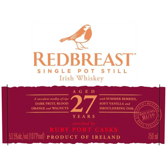 Redbreast 27 Year Old Irish Single Pot Still Whiskey