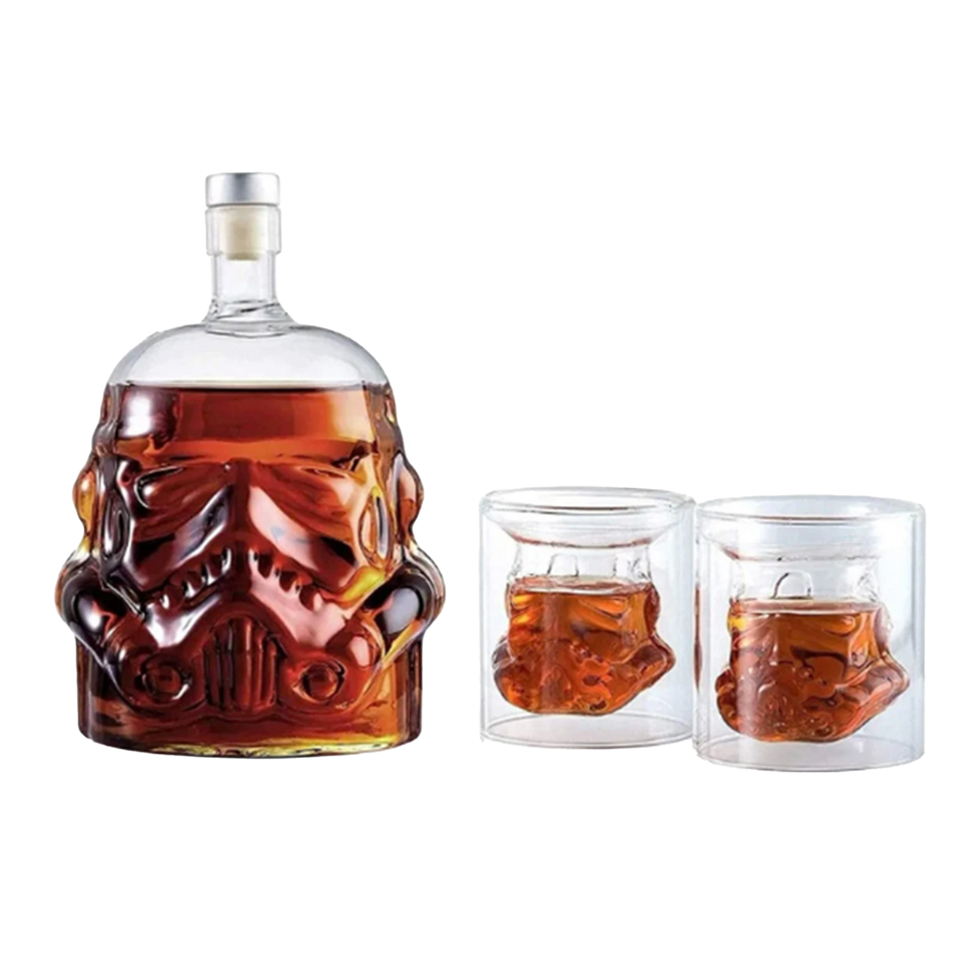 Transparent Creative Whiskey Decanter Set Bottle with 2 Wine Glasses 150ml for liquor, Bourbon, Scotch, Vodka, Father's Day Gift for Men Women