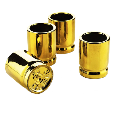 Liquor Lux 50 Caliber Bullet Shot Glasses Set - Set of 4 - Each holds 2 Ounces - Tactical Bullet Casings Shot Glasses