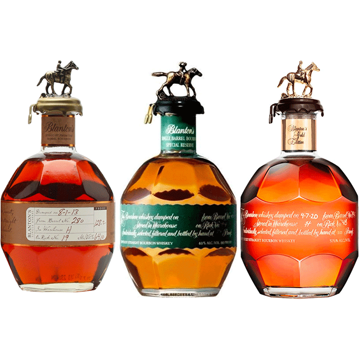 Blanton's Straight from the Barrel Bourbon & Green Label & Gold Foreign Edition Bundle