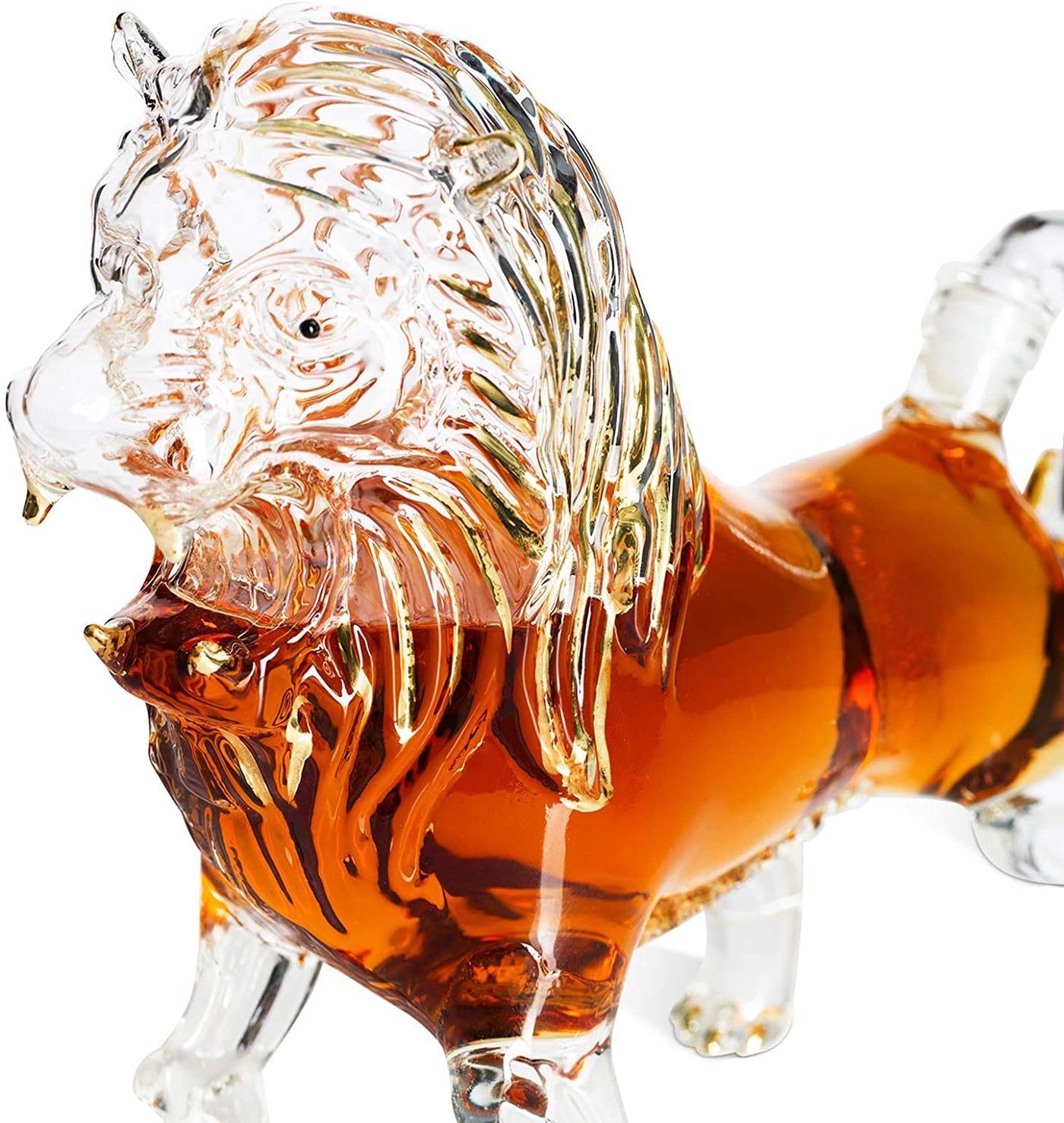 Lion Animal Whiskey and Wine Decanter Liquor Lux - Beautiful Profile of A Lion 500ml - Whiskey, Wine Scotch or Liquor Decanter
