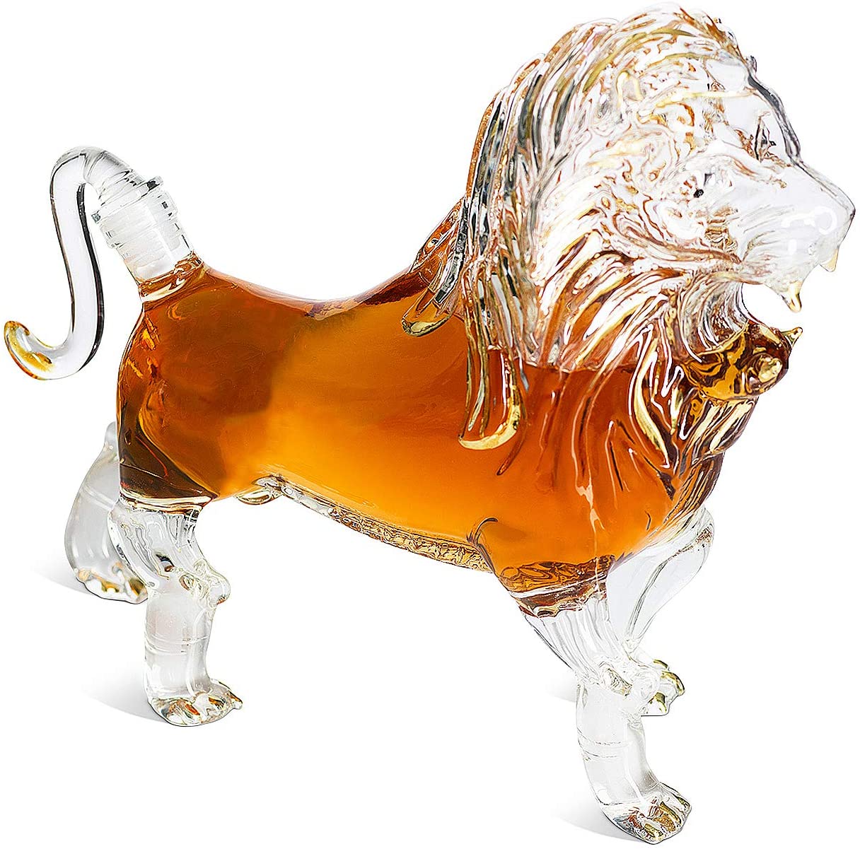 Lion Animal Whiskey and Wine Decanter Liquor Lux - Beautiful Profile of A Lion 500ml - Whiskey, Wine Scotch or Liquor Decanter