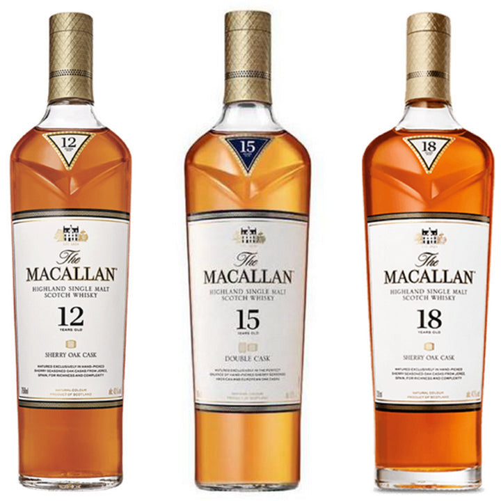 The Macallan Double Cask 12, 15, & 18 Years Old Scotch Bundle