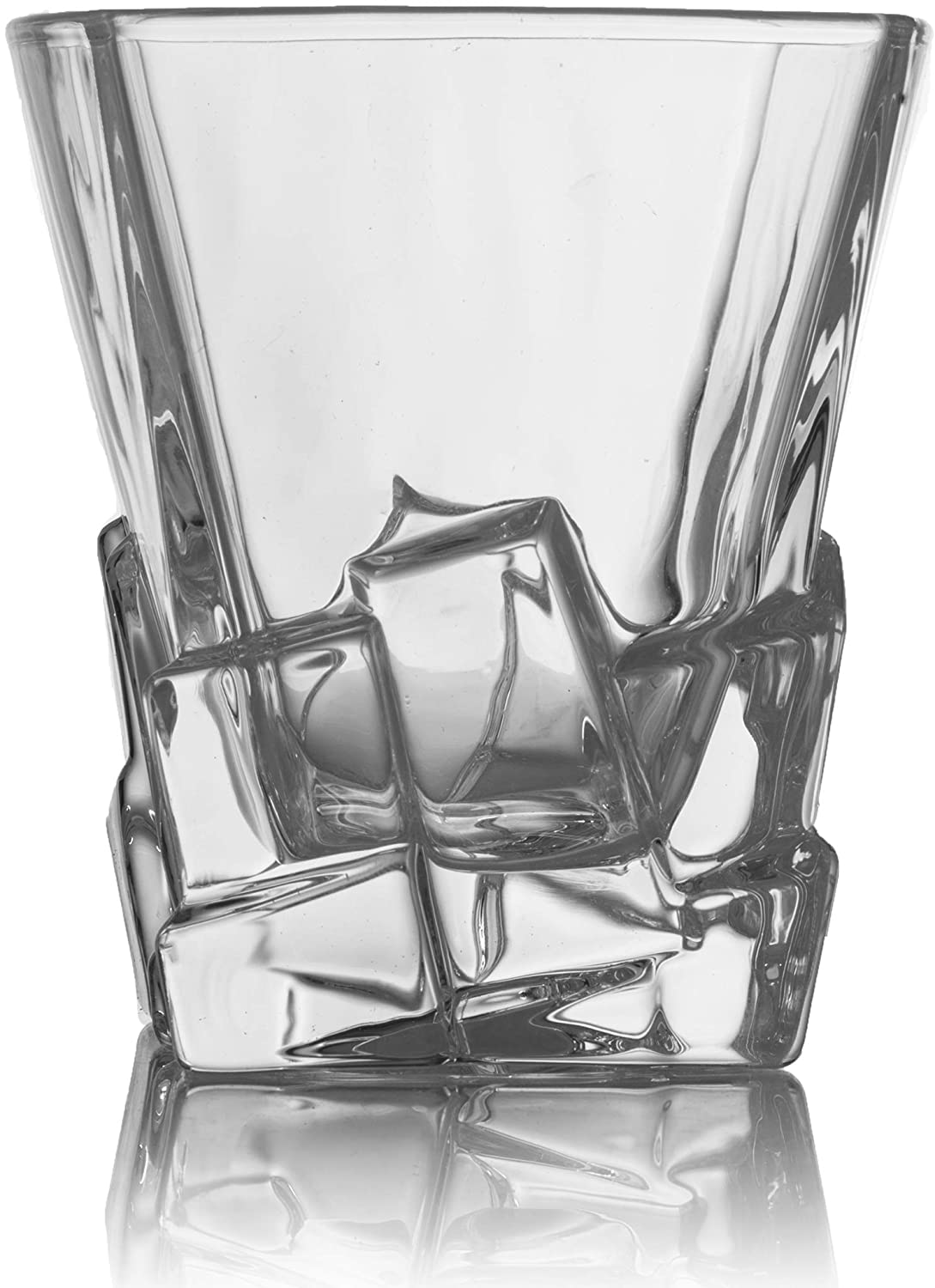 Crystal Wine and Whiskey Iceberg Mountain Glacier Decanter with 4 Glasses and Wood Tray - Liquor Lux
