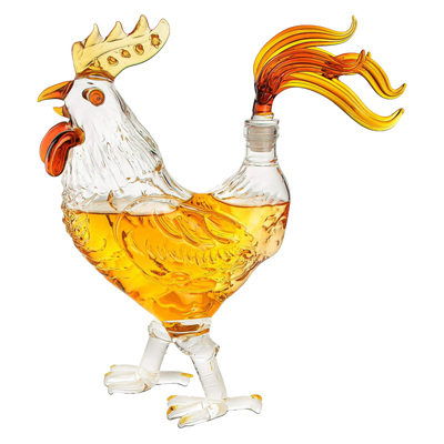 Cock - Chicken Decanter 500ml Whiskey and Wine Decanter - by Liquor Lux, Rooster Glass Decanter For Whiskey, Scotch, Spirits, Wine Or Vodka For Whiskey Lovers